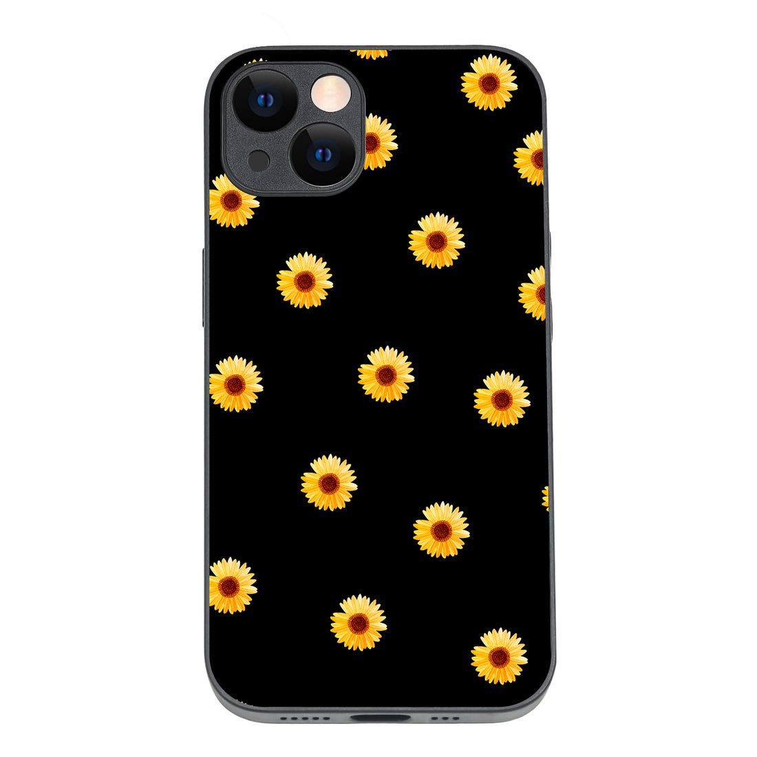 Yellow Sunflower Black Floral iPhone 13 Case