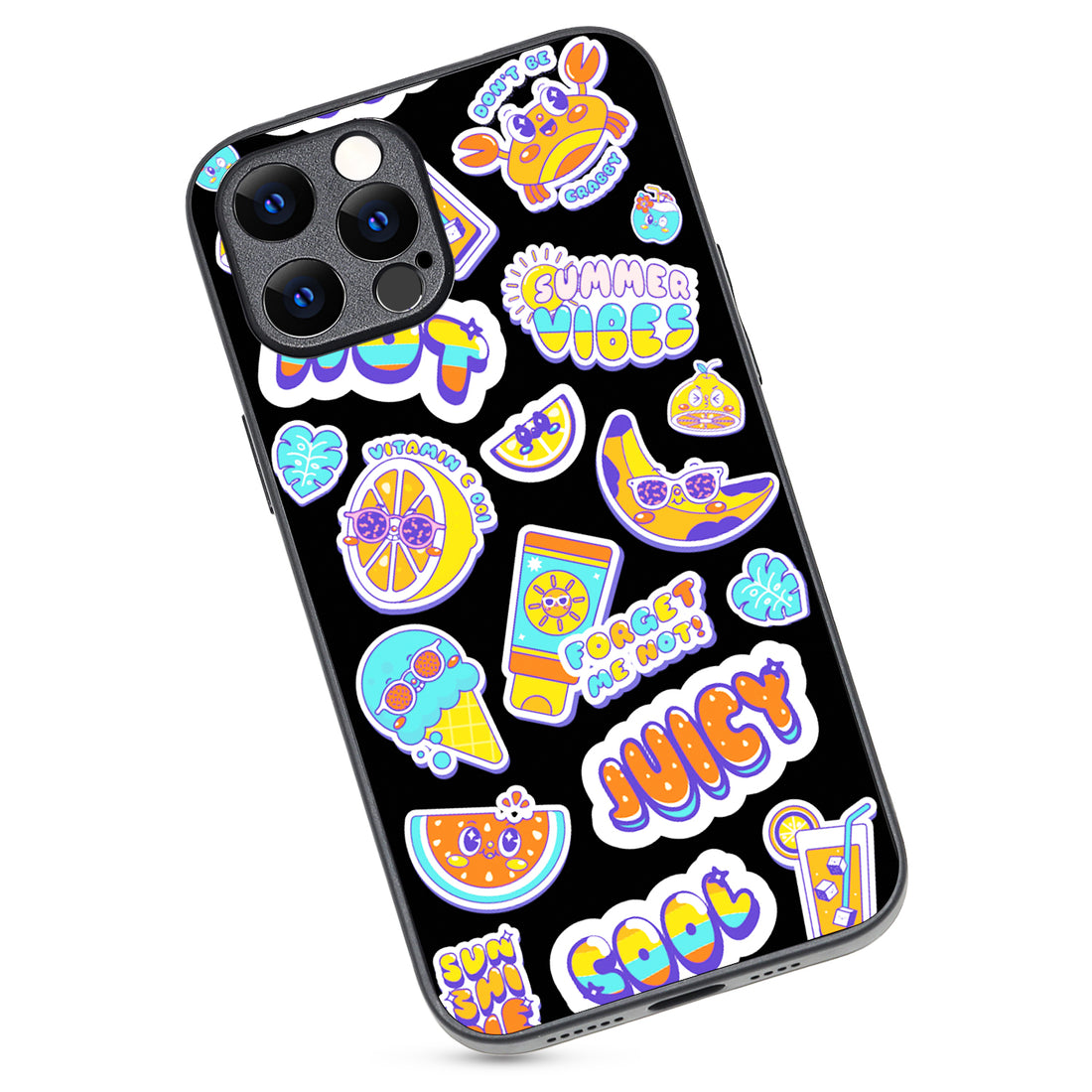 Summer Feel Black Doodle iPhone 12 Pro Max Case
