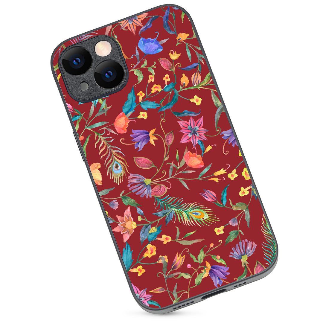 Red Doodle Floral iPhone 14 Case