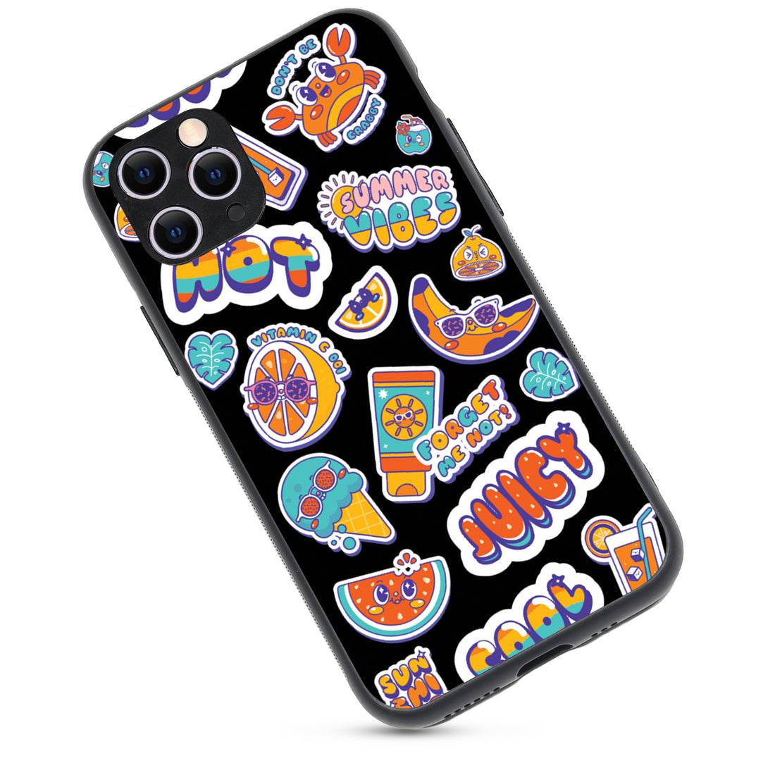 Summer Feel Black Doodle iPhone 11 Pro Case