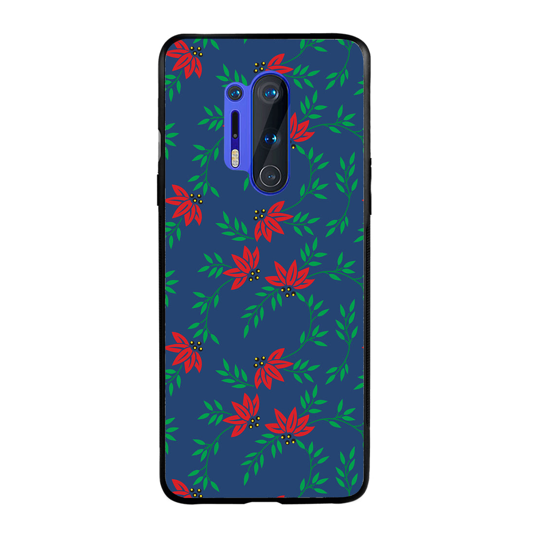Red Green Leaves Floral Oneplus 8 Pro Back Case