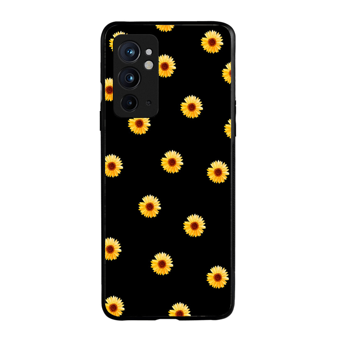 Yellow Sunflower Black Floral Oneplus 9 Rt Back Case