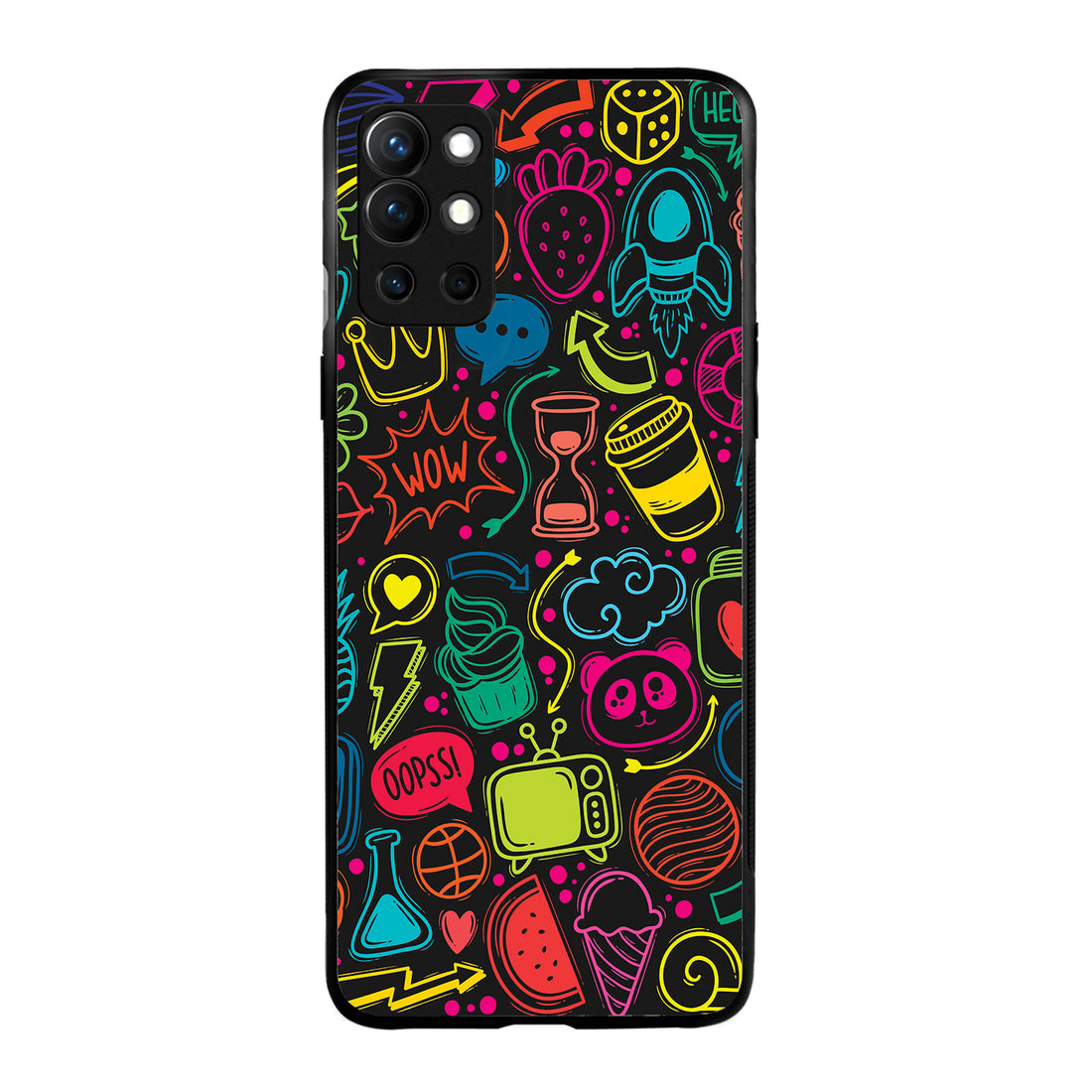 Wow Black Doodle OnePlus 9 Pro Back Case