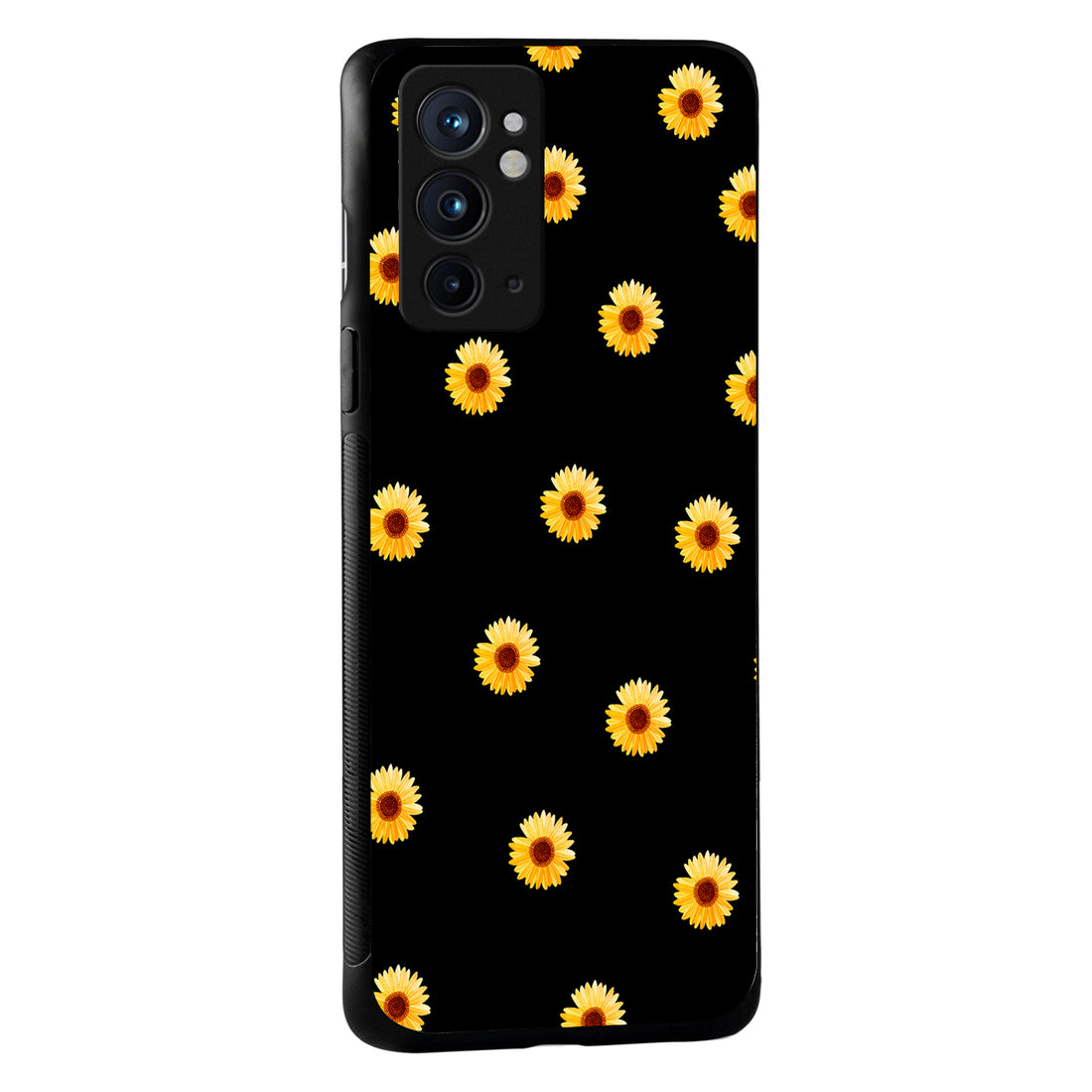 Yellow Sunflower Black Floral Oneplus 9 Rt Back Case