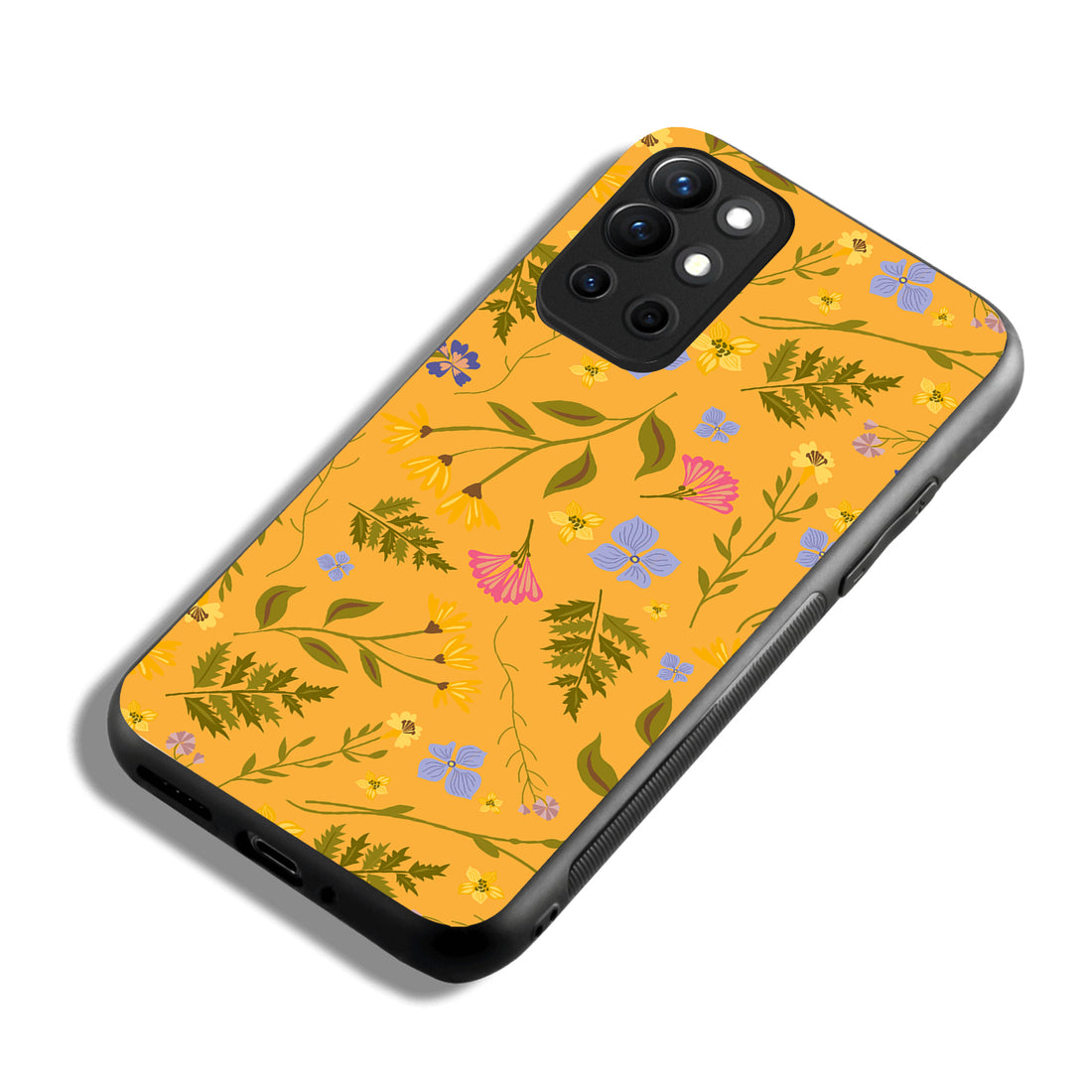Yellow Floral Oneplus 9 R Back Case
