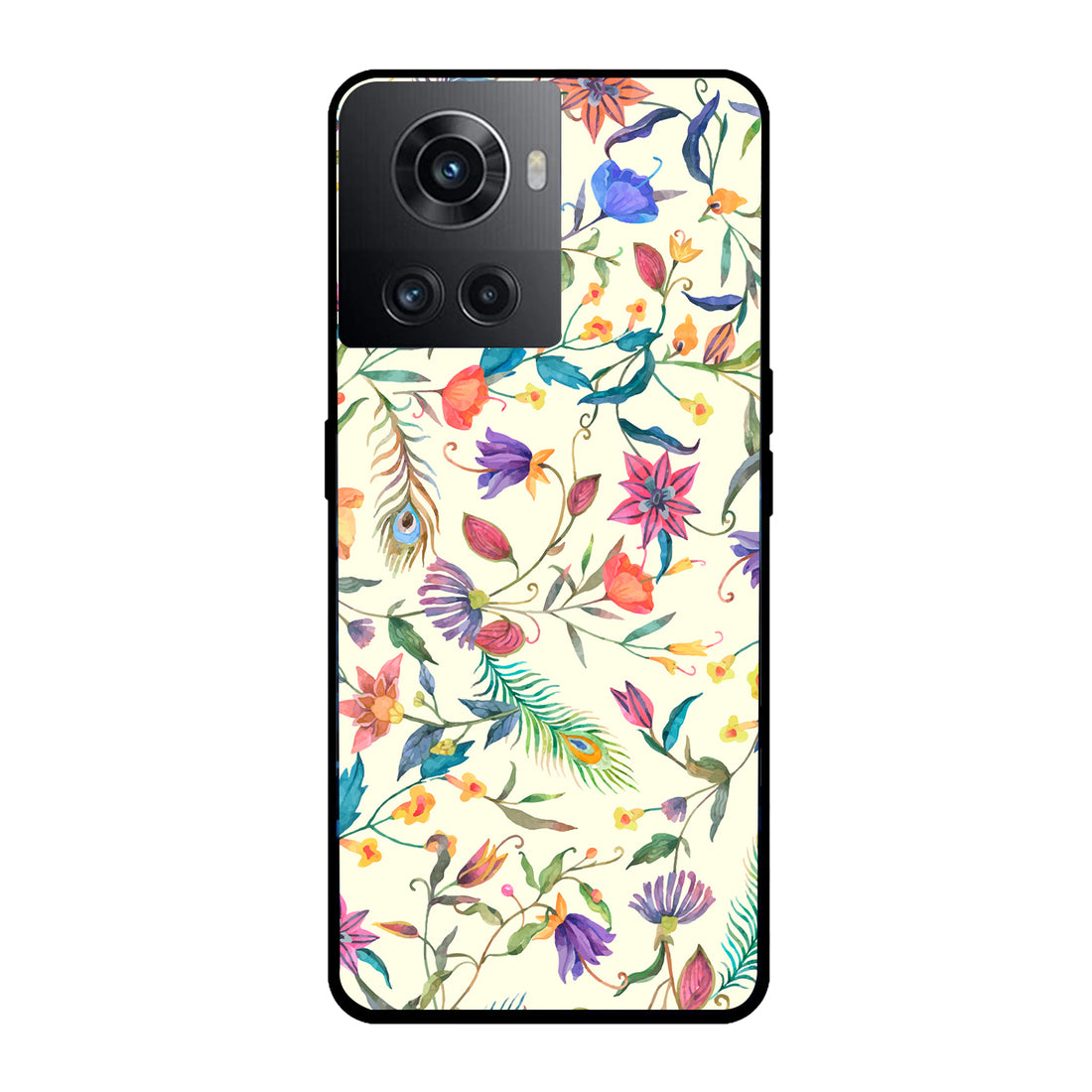 White Doodle Floral Oneplus 10 R Back Case
