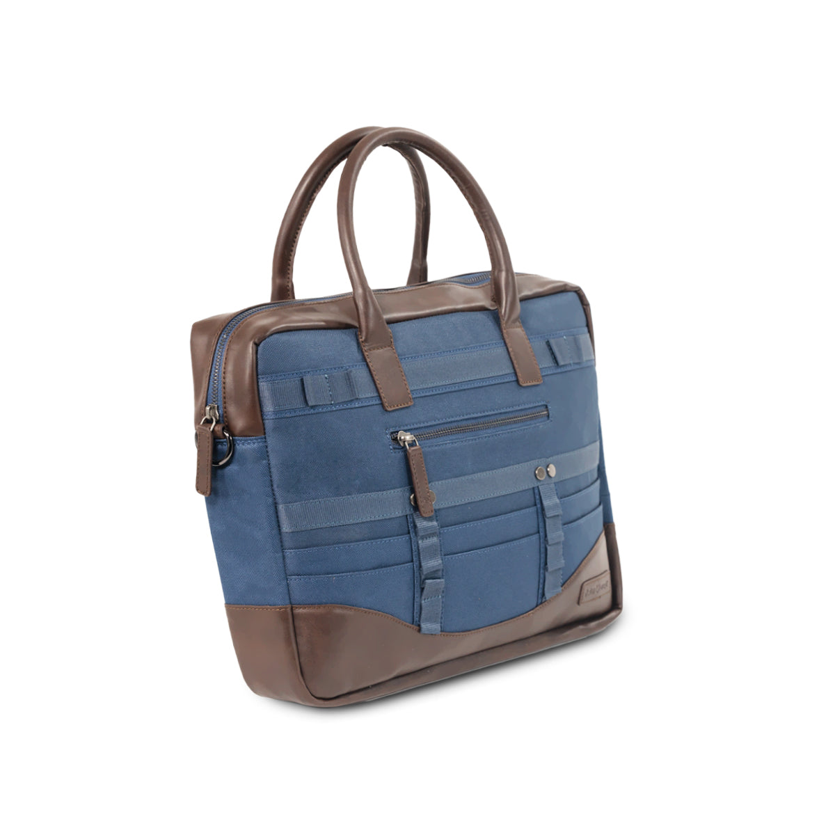 Navy Blue and Chocolate Brown Office Messenger Bag