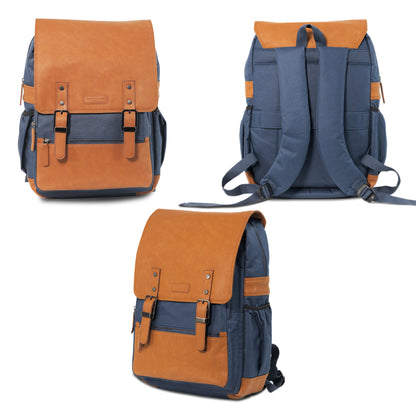 Navy Blue Tan Backpack 