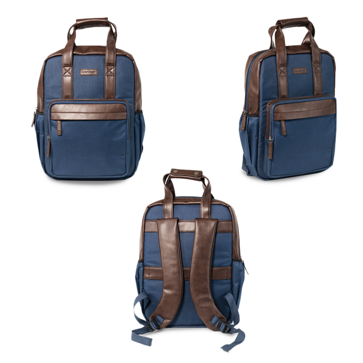 Navy Blue Chocolate Brown Backpack Rucksack