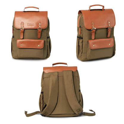 Olive Green Chocolate Brown Backpack 