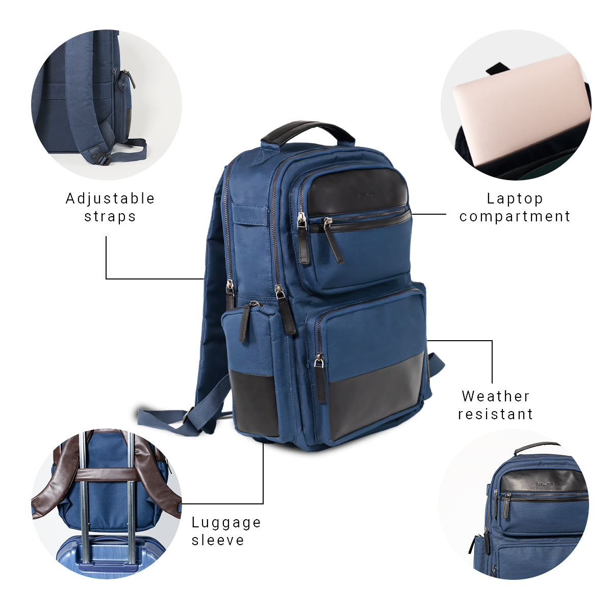 Navy Blue Black Messenger Backpack 