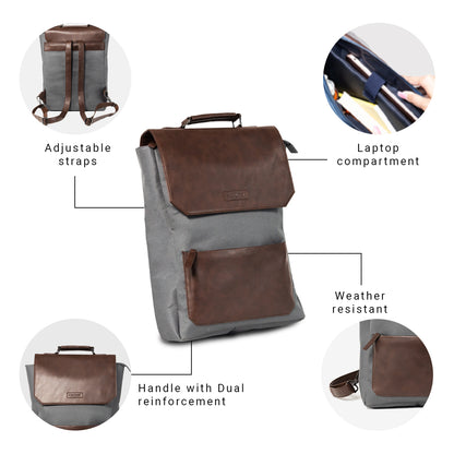 Dark Grey Chocolate Brown Backpack Messenger Bag