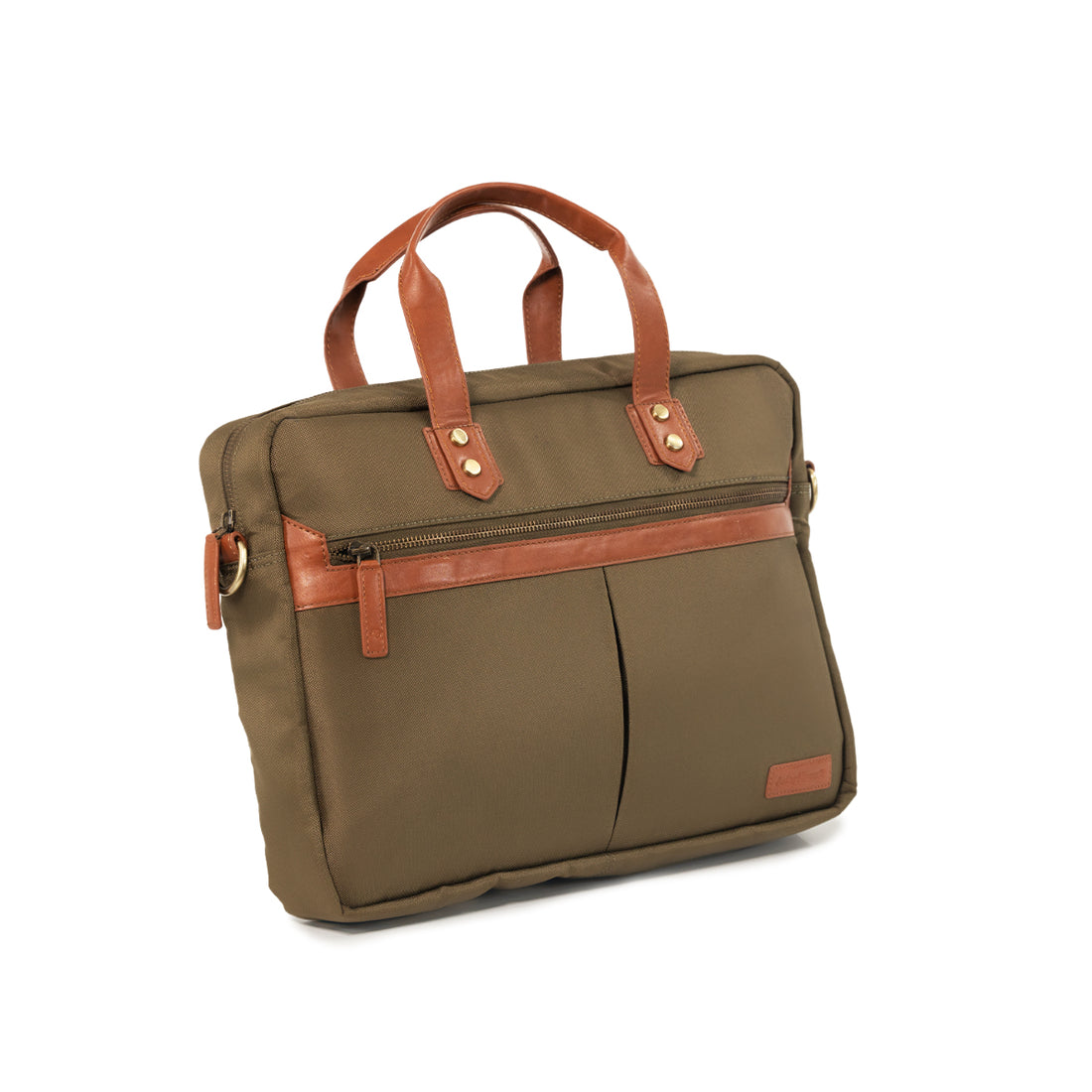 Olive Green and Tan Office Messenger Bag