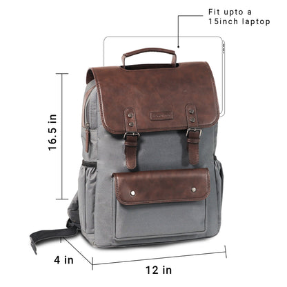 Dark Grey Chocolate Brown Backpack