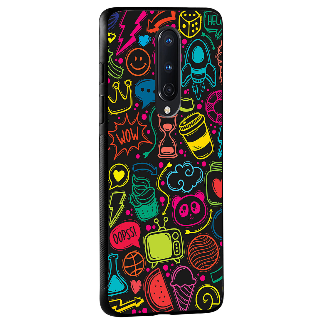 Wow Black Doodle OnePlus 8 Back Case