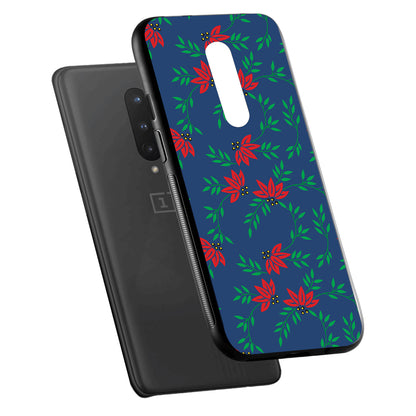 Red Green Leaves Floral Oneplus 8 Back Case