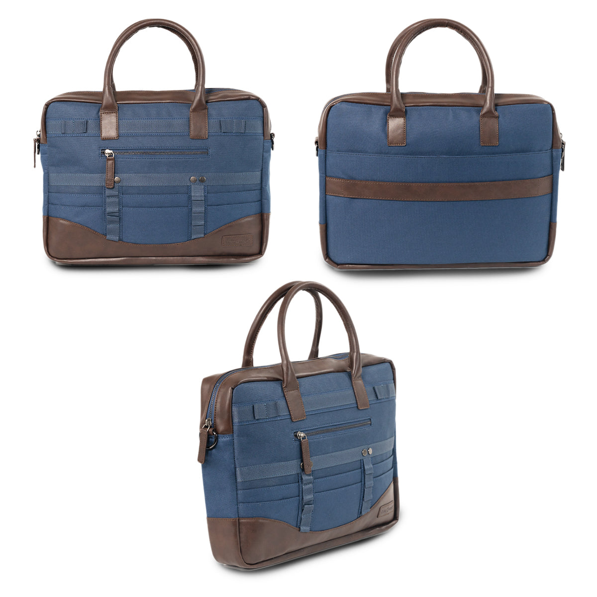 Navy Blue and Chocolate Brown Office Messenger Bag