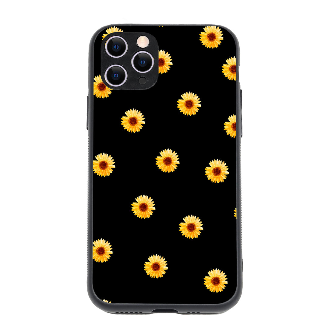 Yellow Sunflower Black Floral iPhone 11 Pro Case
