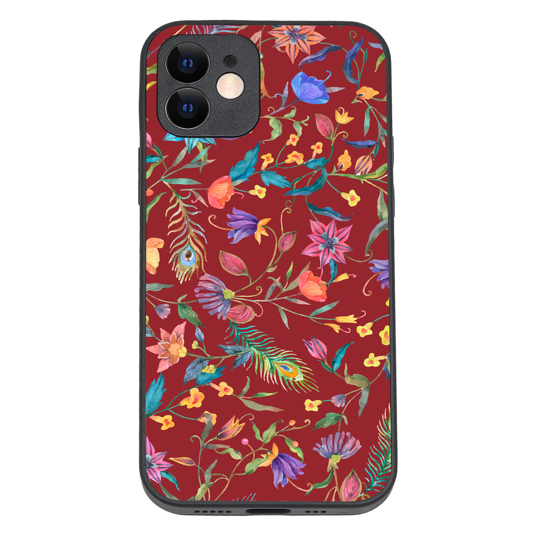 Red Doodle Floral iPhone 12 Case
