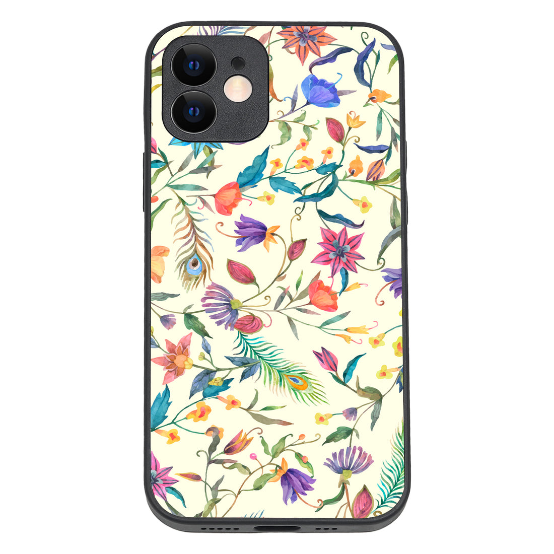 White Doodle Floral iPhone 12 Case