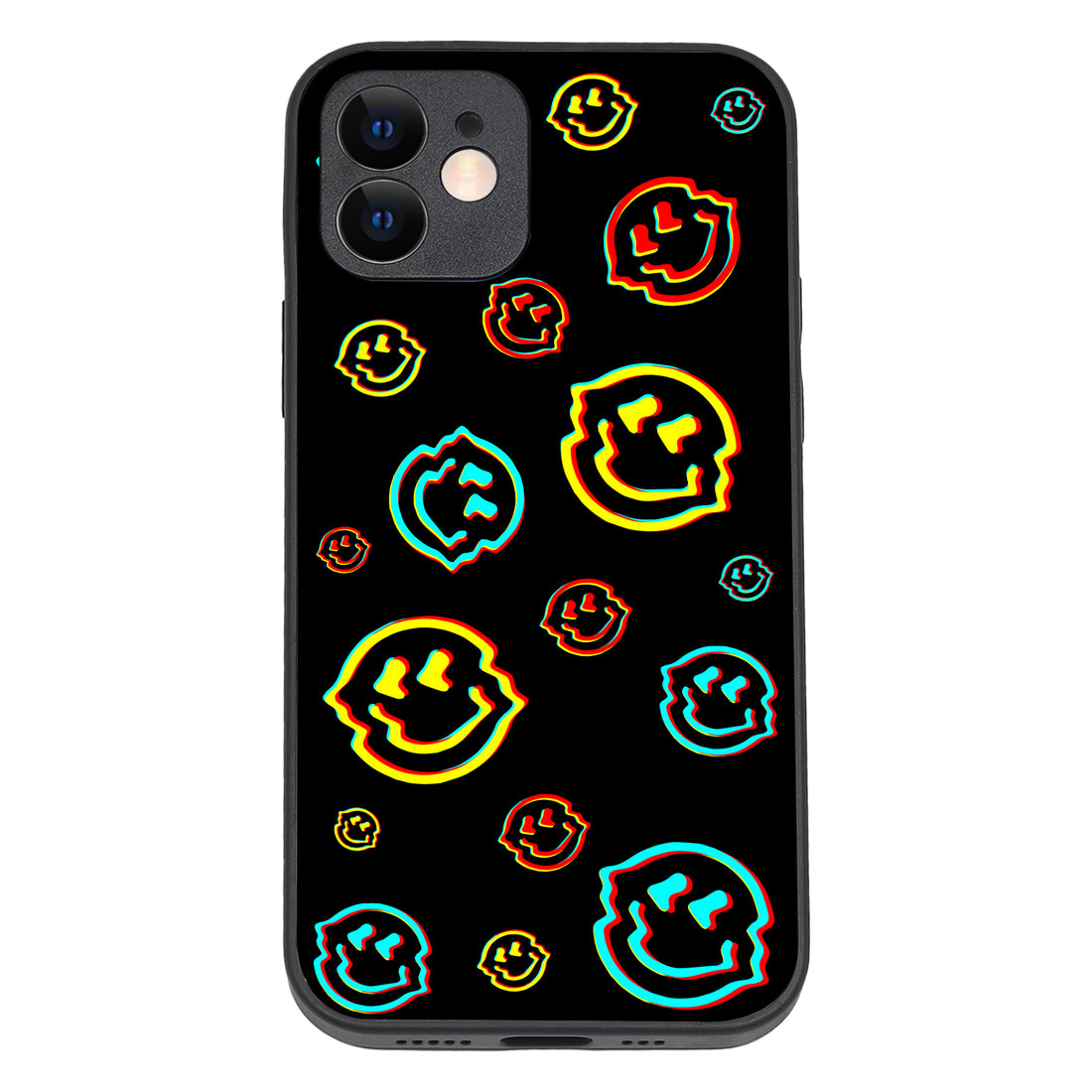 Black Smiley Doodle iPhone 12 Case