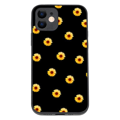 Yellow Sunflower Black Floral iPhone 12 Case