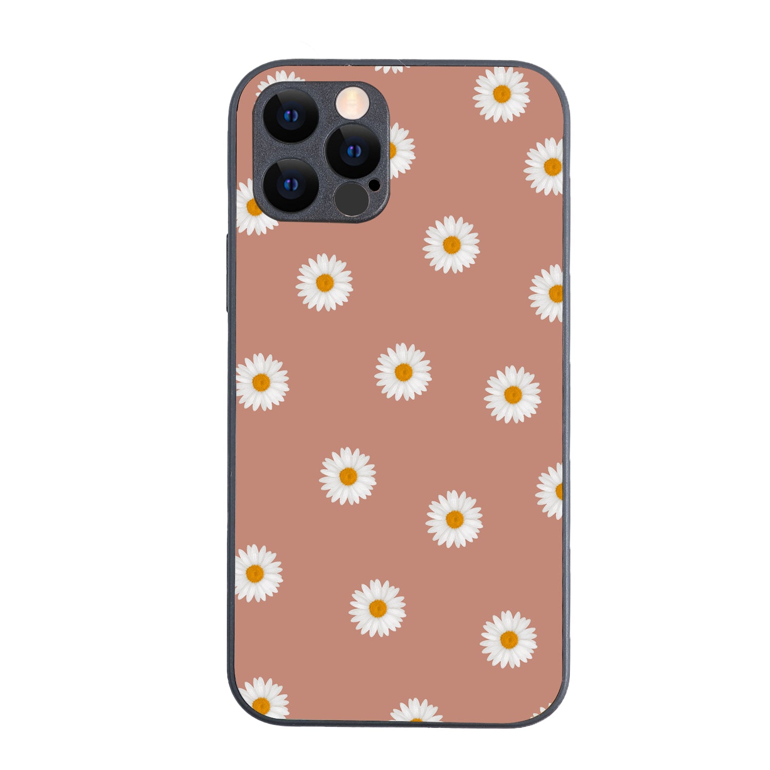 Peach Sunflower Black Floral iPhone 12 Pro Case