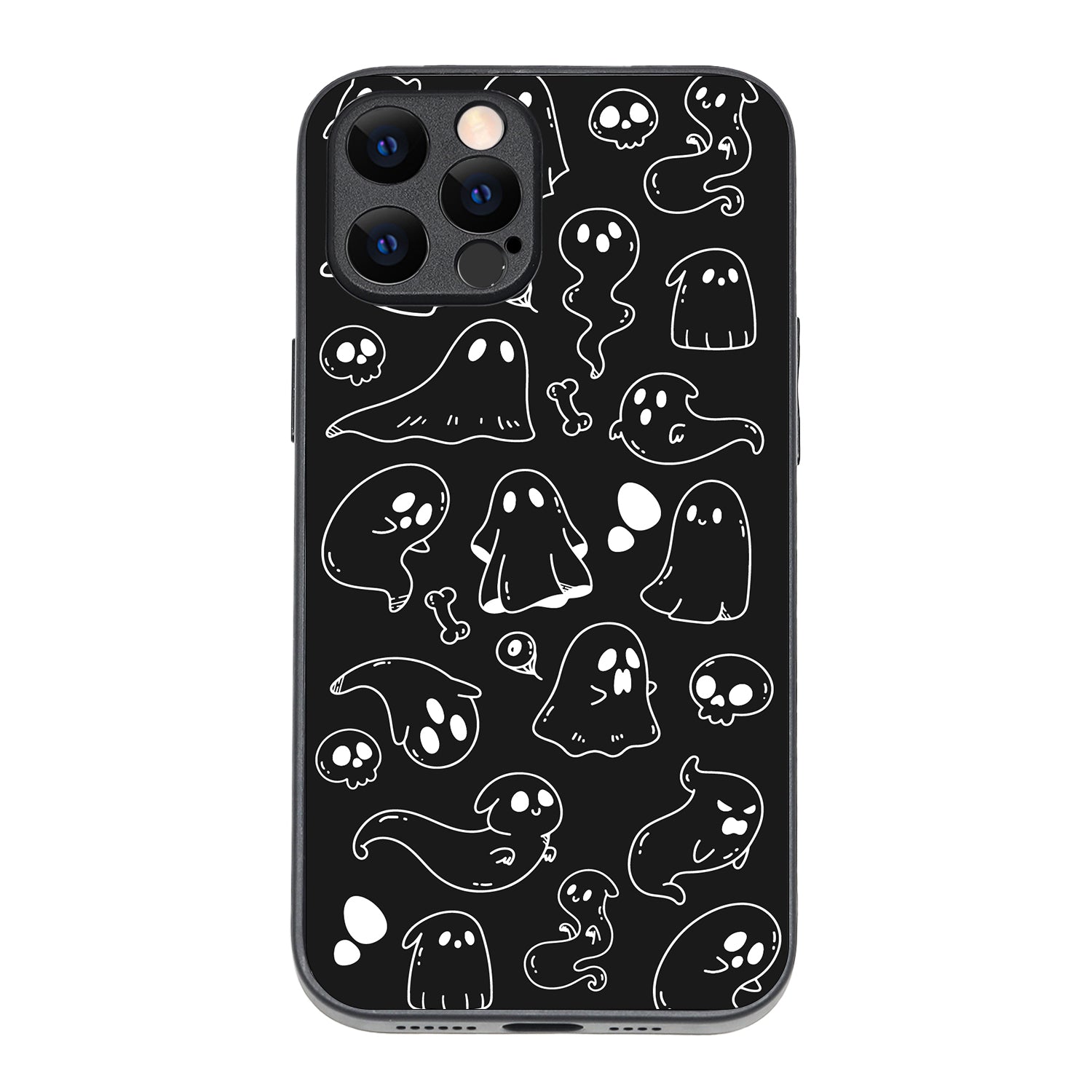 Black Ghost Doodle iPhone 12 Pro Max Case