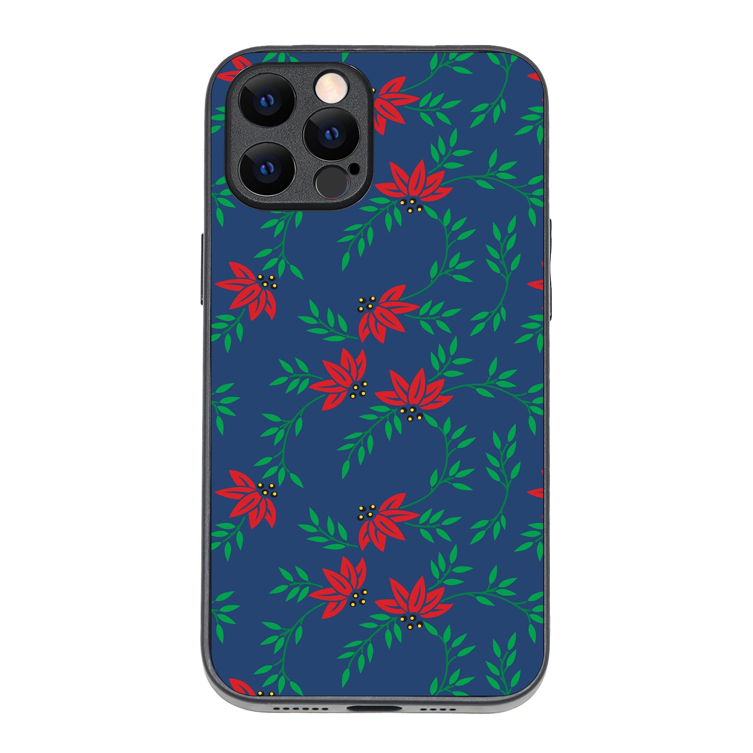 Red Green Leaves Floral iPhone 12 Pro Max Case