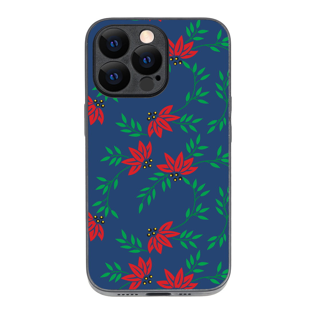 Red Green Leaves Floral iPhone 13 Pro Case