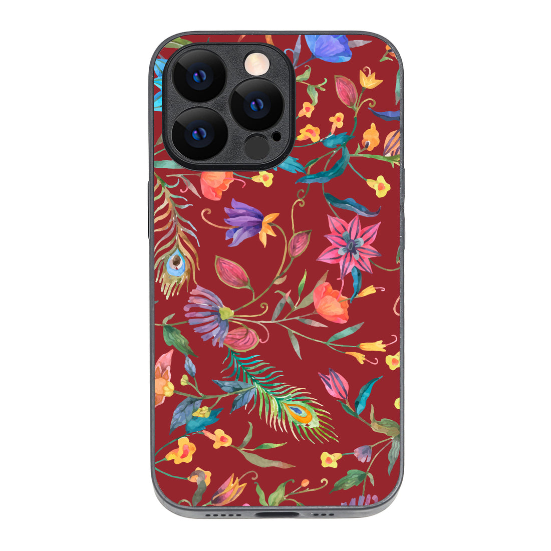 Red Doodle Floral iPhone 13 Pro Case