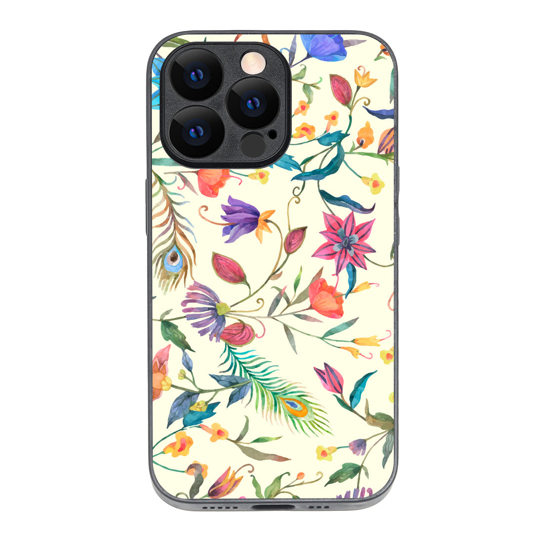 White Doodle Floral iPhone 13 Pro Case