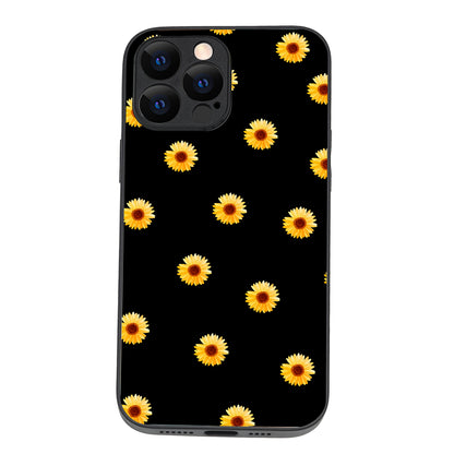Yellow Sunflower Black Floral iPhone 13 Pro Max Case