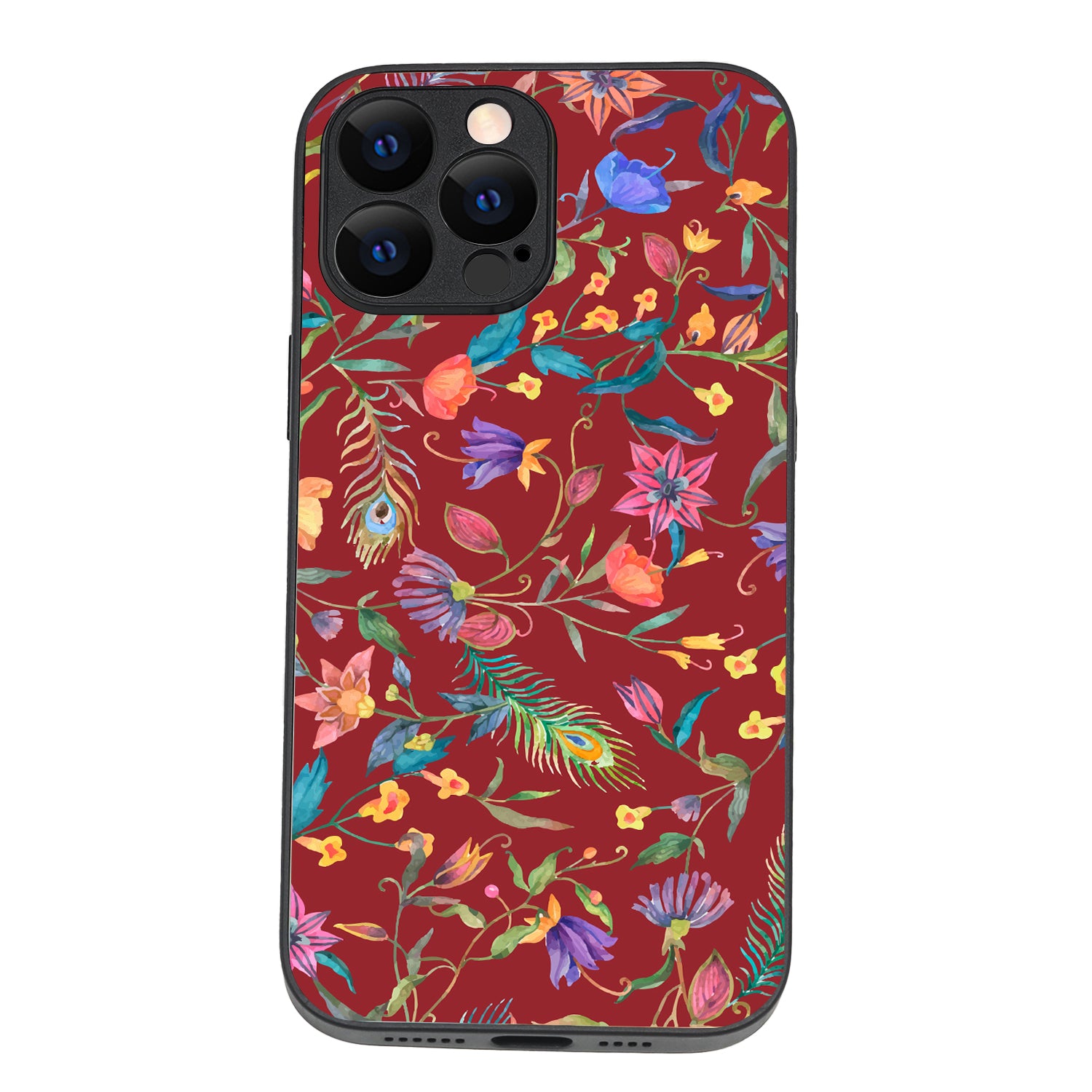 Red Doodle Floral iPhone 13 Pro Max Case