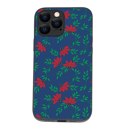 Red Green Leaves Floral iPhone 13 Pro Max Case