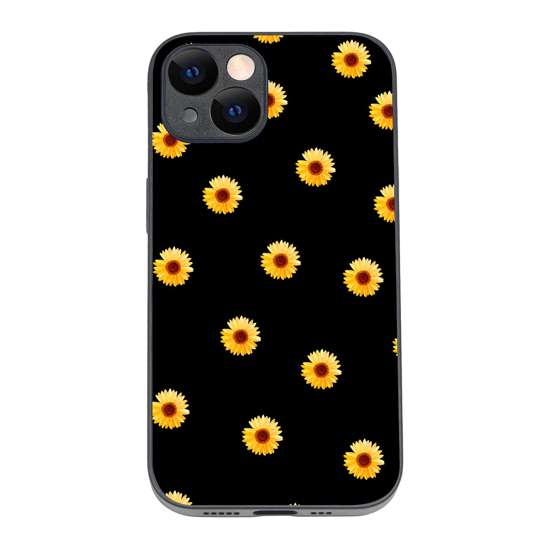 Yellow Sunflower Black Floral iPhone 14 Case