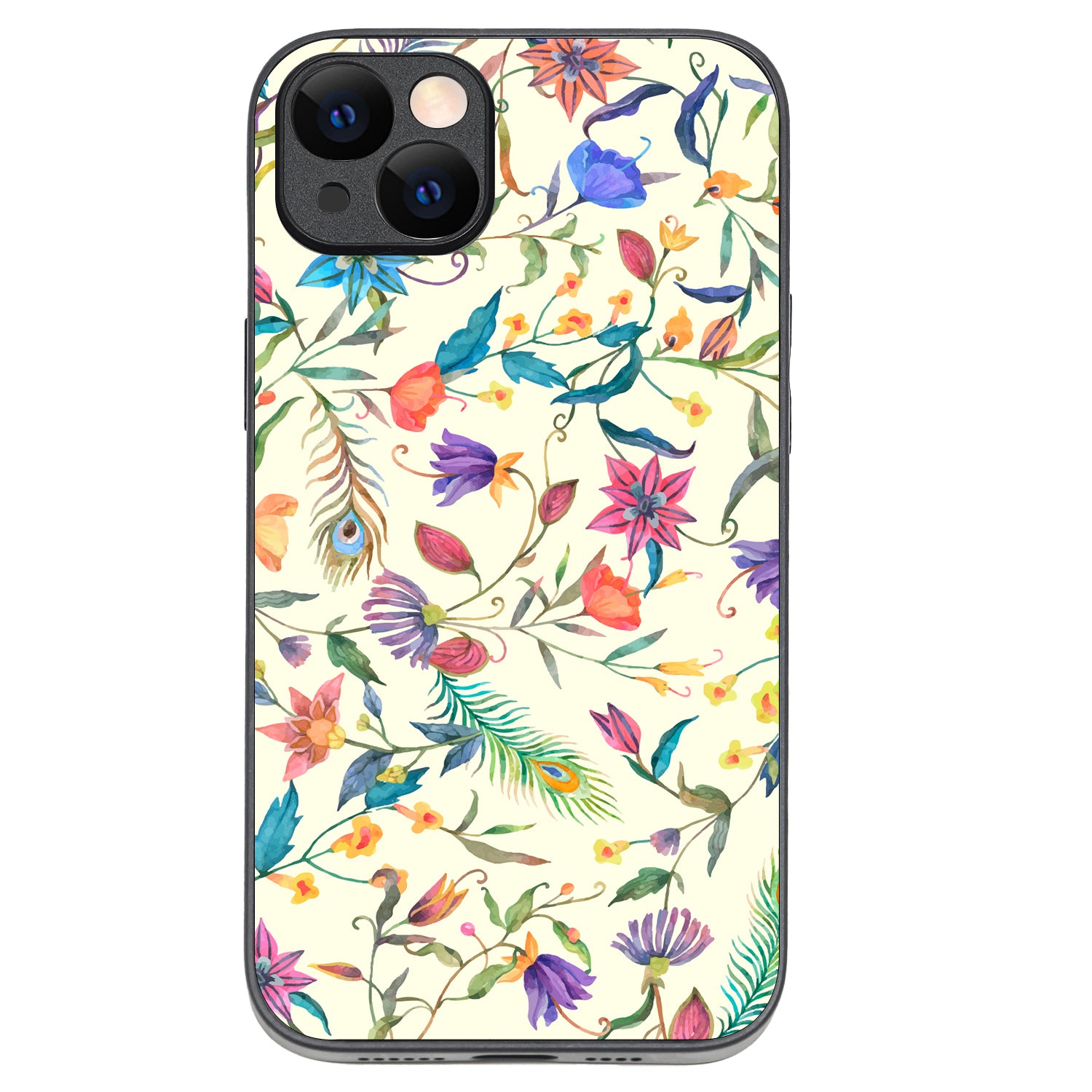White Doodle Floral iPhone 14 Plus Case