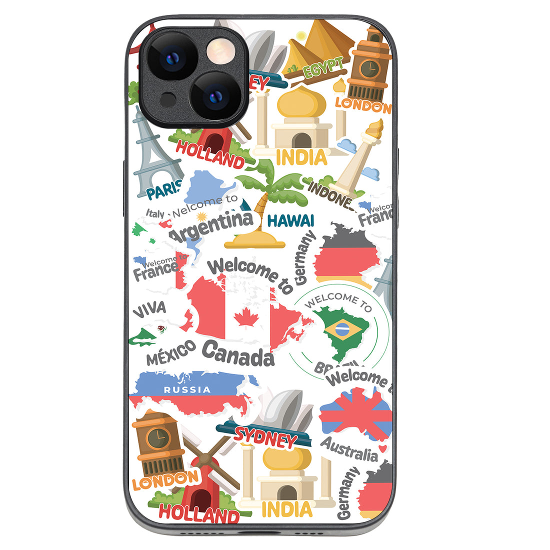 Travel Doodle iPhone 14 Plus Case