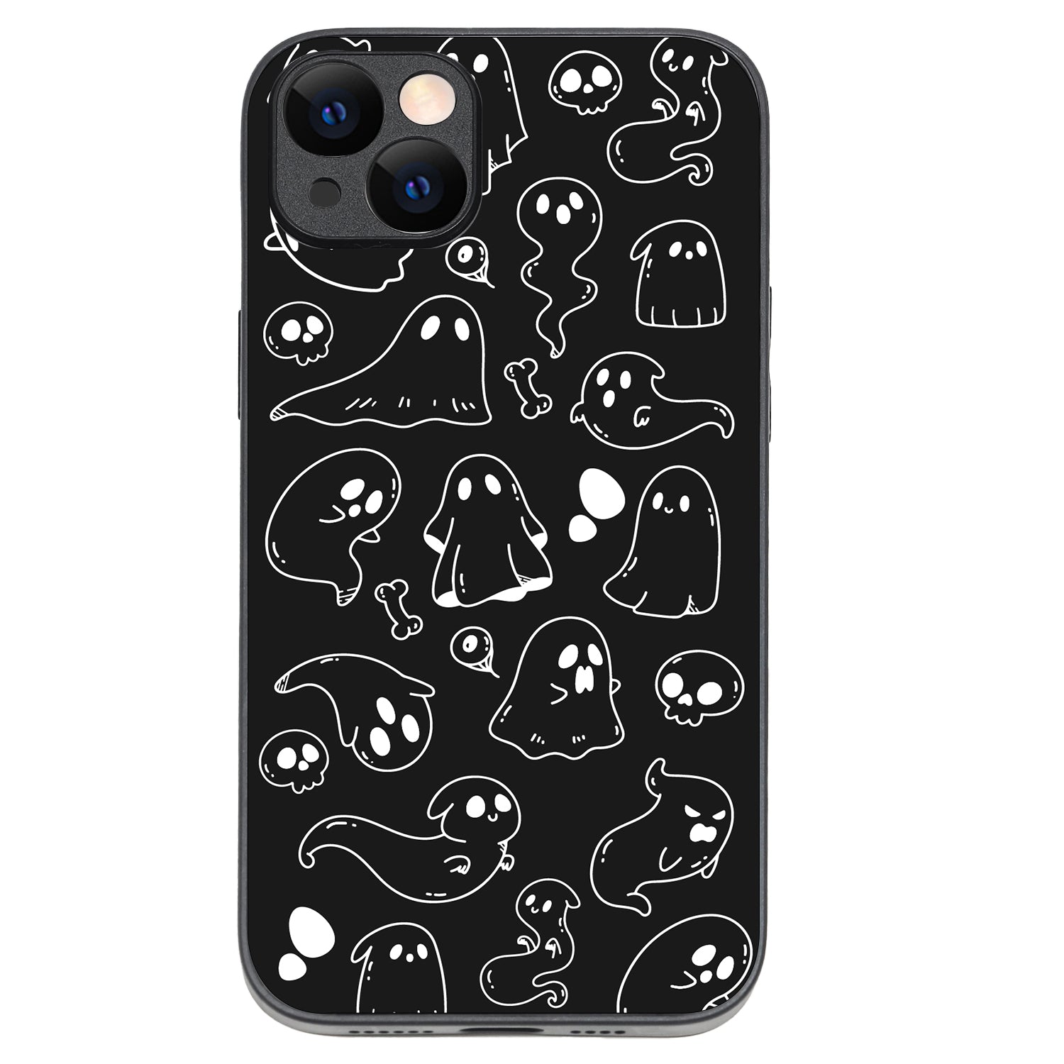 Black Ghost Doodle iPhone 14 Plus Case
