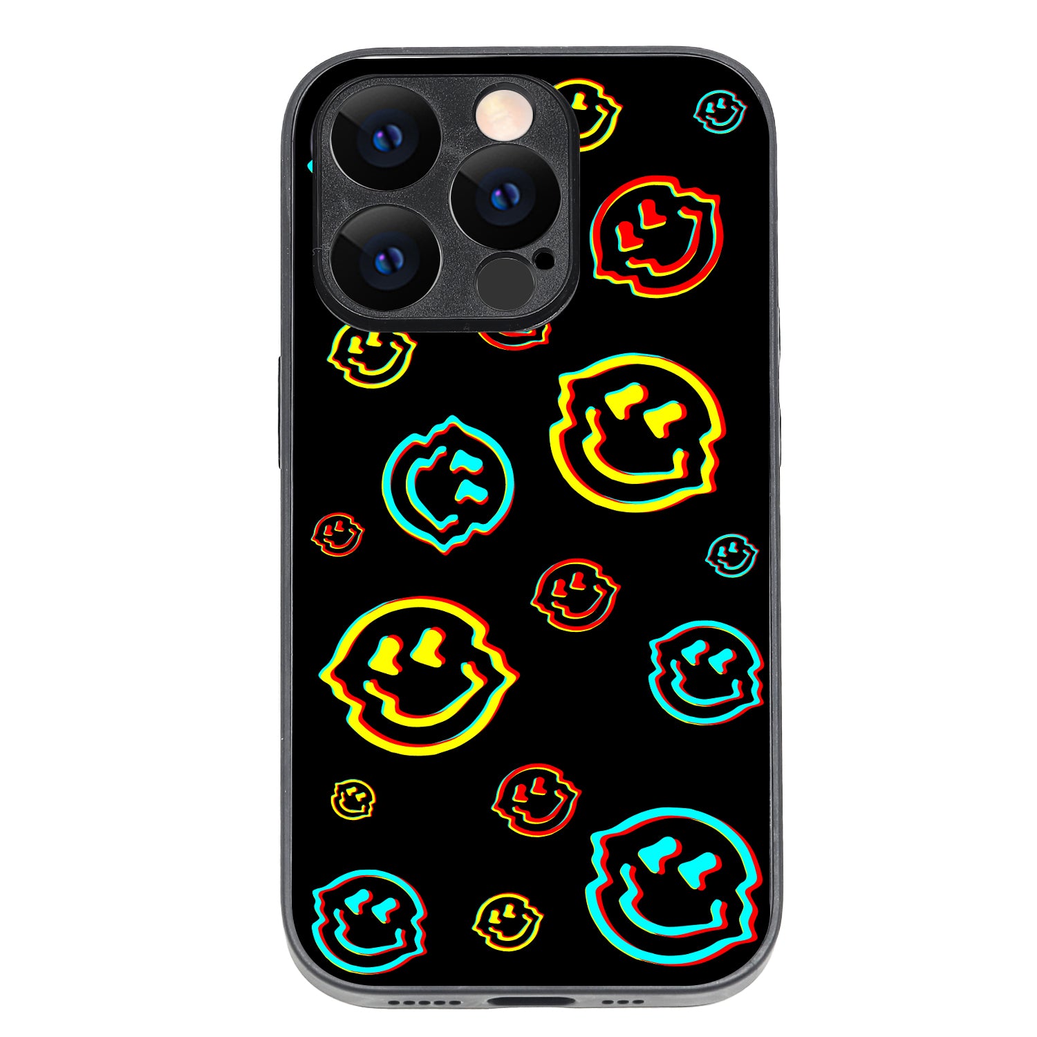 Black Smiley Doodle iPhone 14 Pro Case