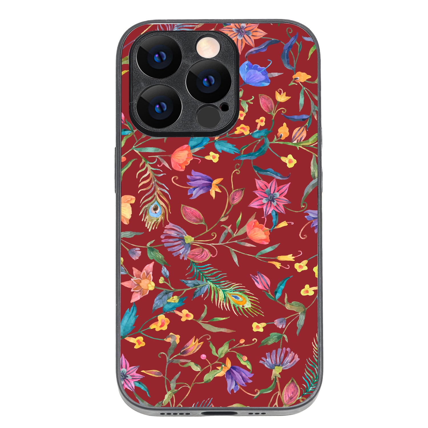 Red Doodle Floral iPhone 14 Pro Case
