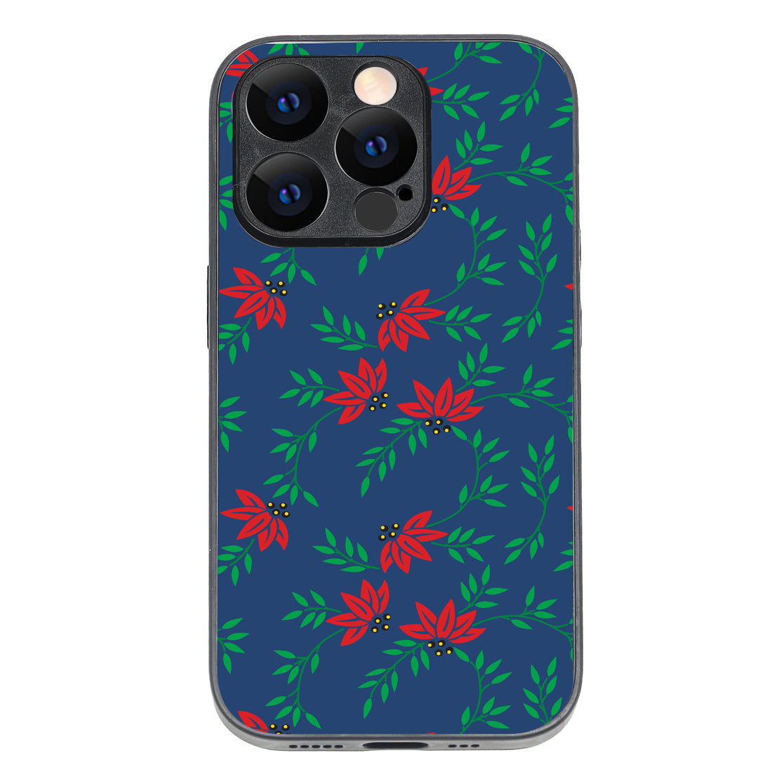 Red Green Leaves Floral iPhone 14 Pro Case