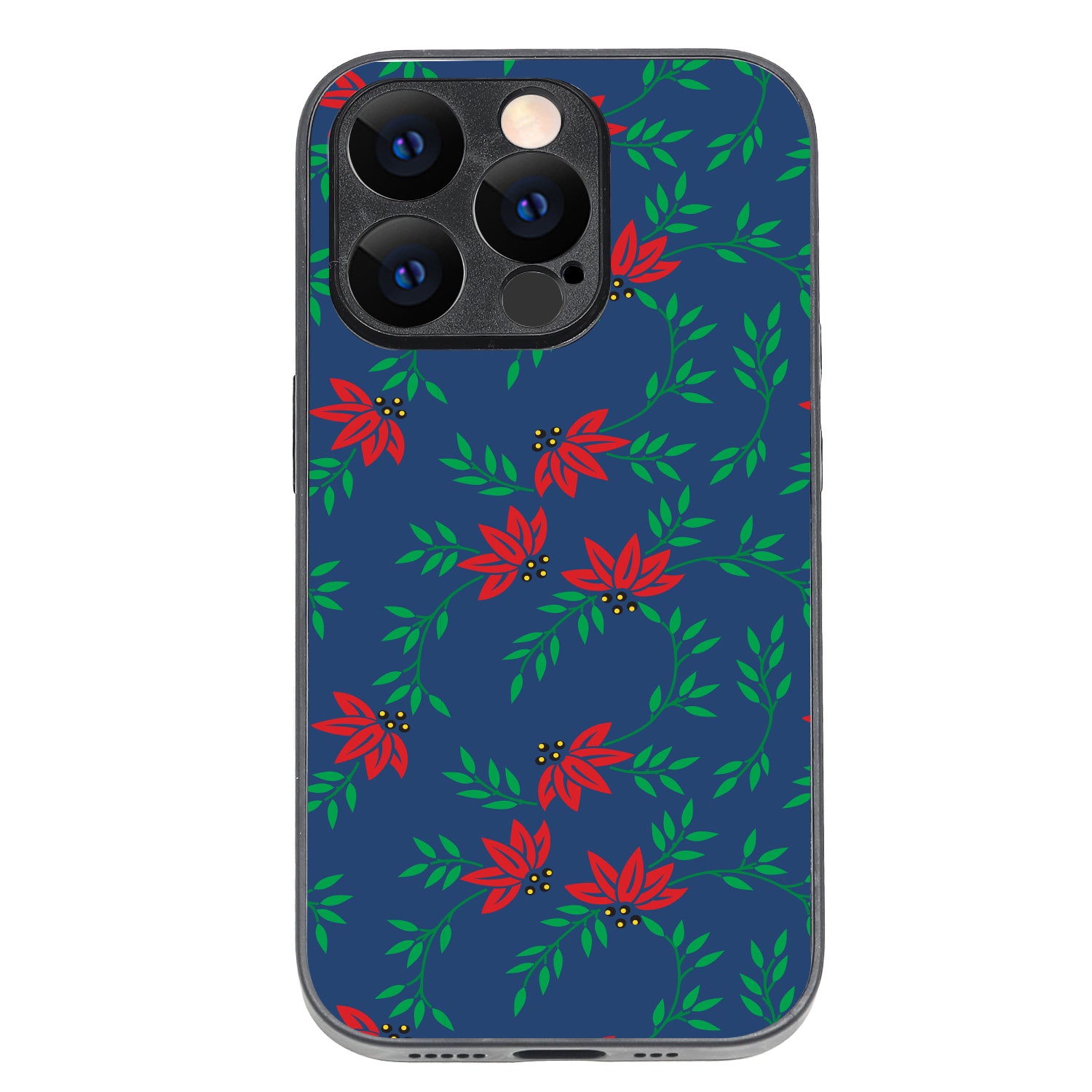 Red Green Leaves Floral iPhone 14 Pro Case