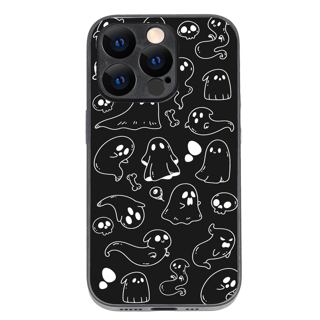 Black Ghost Doodle iPhone 14 Pro Case