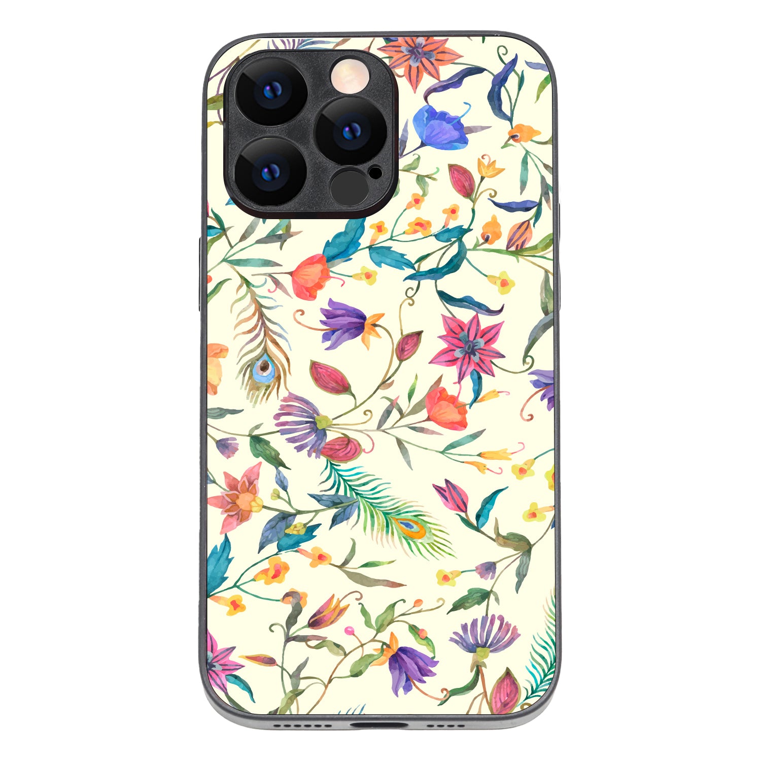White Doodle Floral iPhone 14 Pro Max Case