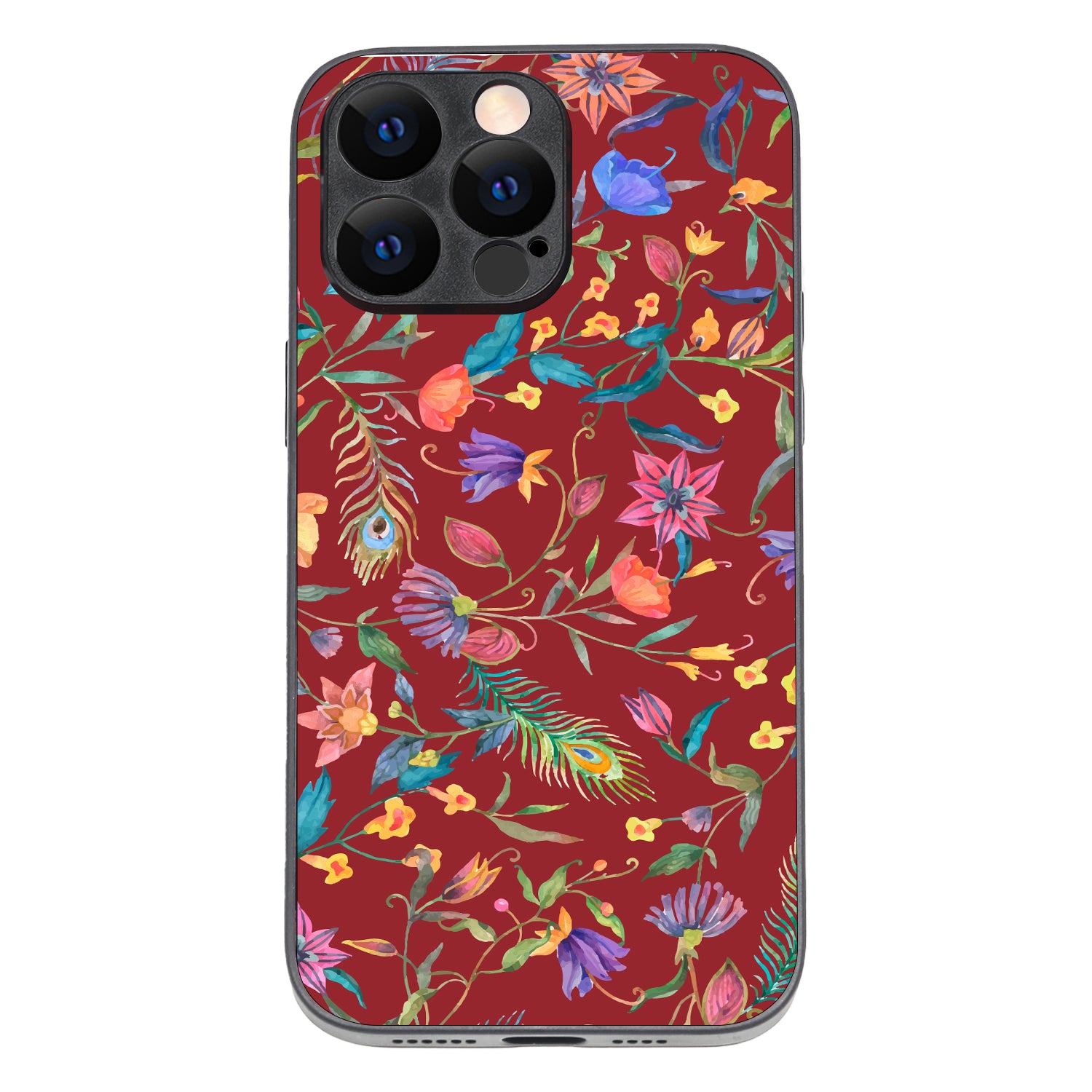 Red Doodle Floral iPhone 14 Pro Max Case