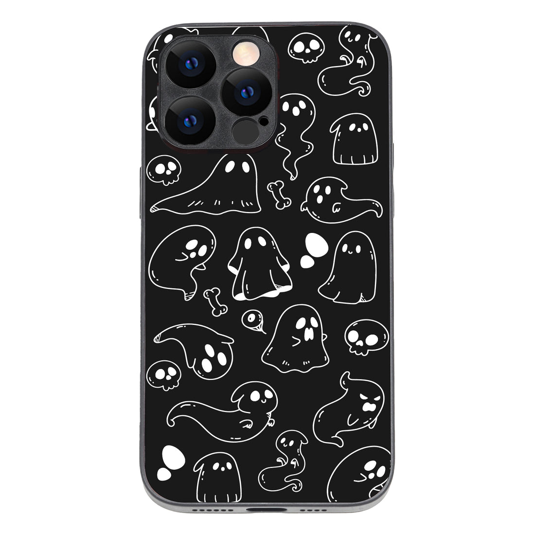 Black Ghost Doodle iPhone 14 Pro Max Case