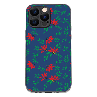 Red Green Leaves Floral iPhone 14 Pro Max Case