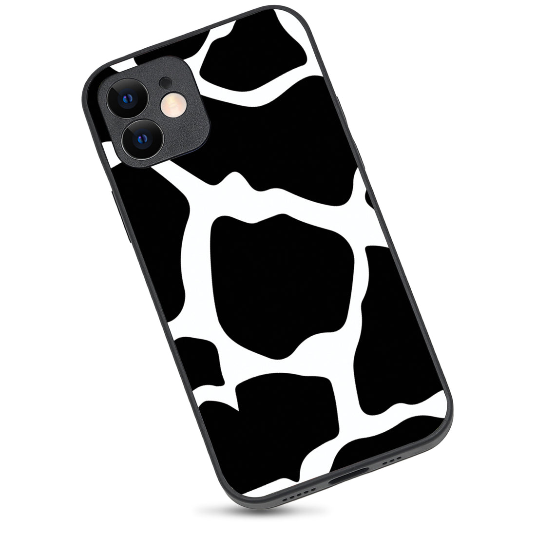 Black &amp; White Patch Design iPhone 12 Case