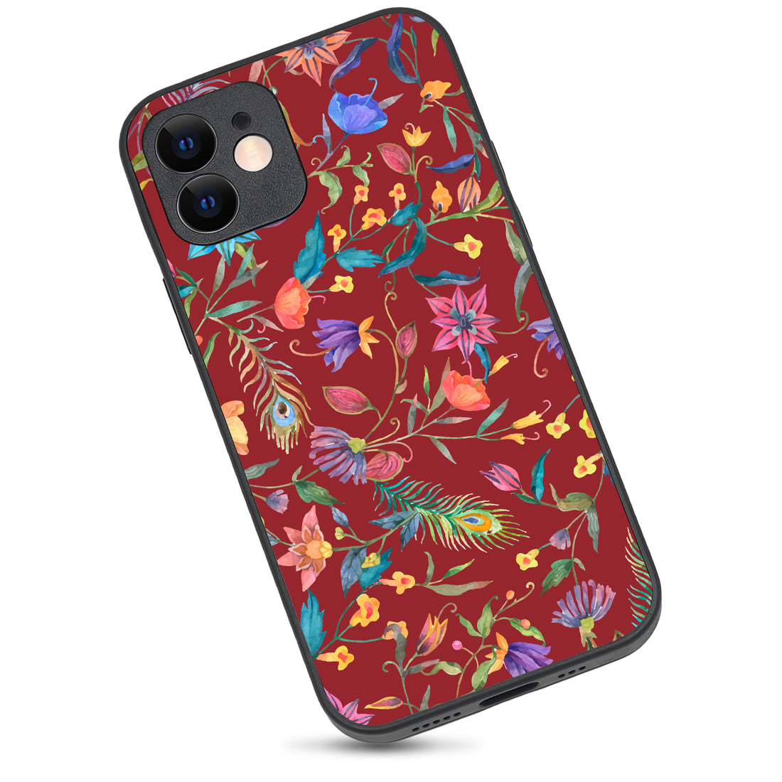 Red Doodle Floral iPhone 12 Case